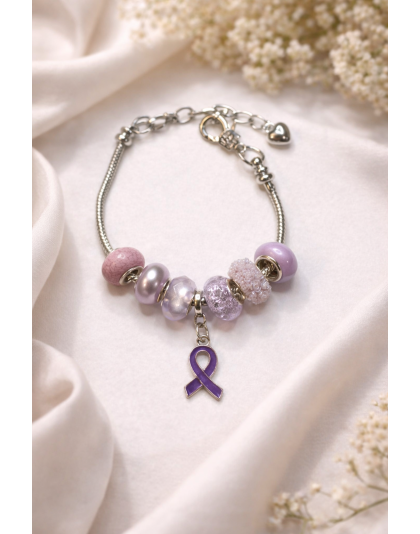 Chronic &amp; Invisible Illness Light Purple Ribbon Mental Health Awareness Bracelet ( Copy )