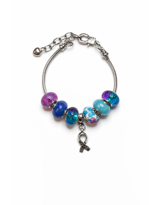 Chronic &amp; Invisible Illness Purple &amp; Blue Ribbon Mental Health Awareness Bracelet