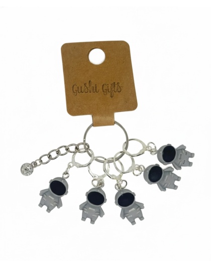 Handmade Astronaut Gray Color Awareness Stitch Markers Supporting &amp; Spreading Awareness Chronic Rare Disease