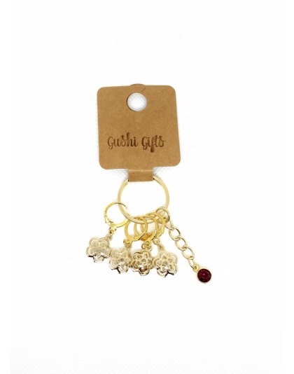 Handmade Gold Flowers w/Clear Stone Awareness Stitch Markers Supporting &amp; Spreading Awareness Chronic Rare Disease