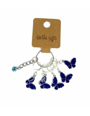 Handmade Blue Butterfly Awareness Stitch Markers Supporting &amp; Spreading Awareness Chronic Rare Disease