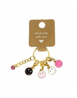 Handmade Pinks White Black Smiley Face Stitch Markers Supporting &amp; Spreading Awareness Chronic Rare &amp; Invisible Disease Awareness