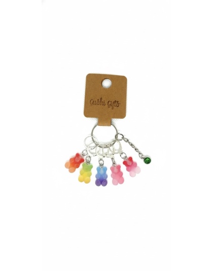 Handmade Frosted Gummy Bear Stitch Markers Supporting &amp; Spreading Awareness Chronic Rare &amp; Invisible Disease Dual Colored Ribbon