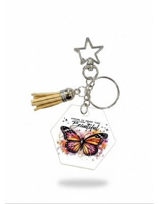 Handmade Beautiful Change Butterfly Awareness Keychain Chronic &amp; Invisible Illness Support