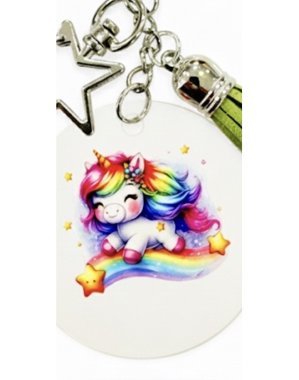 Handmade Over The Rainbow Unicorn Awareness Keychain Chronic &amp; Invisible Illness Support
