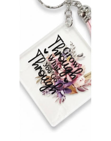 Handmade Grow Through What You Go Through Awareness Keychain Chronic &amp; Invisible Illness Support