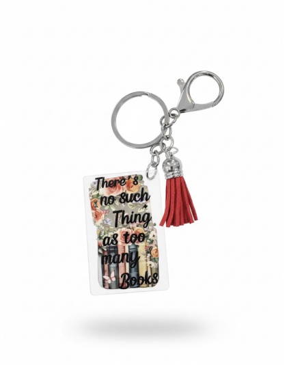 Handmade Too Many Books Red Tassel Awareness Keychain Chronic &amp; Invisible Illness Support