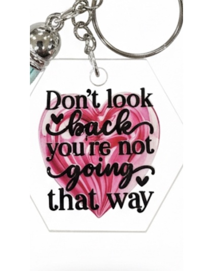 Handmade Don't Look Back Teal Tassel Awareness Keychain Chronic &amp; Invisible Illness Support