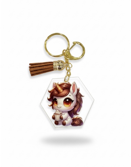 Handmade Brown Unicorn Awareness Keychain Chronic &amp; Invisible Illness Support