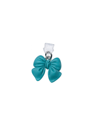 Teal Bow Phone Charm Plug-In Accessory Chronic Rare Invisible Illness Awareness &amp; Support