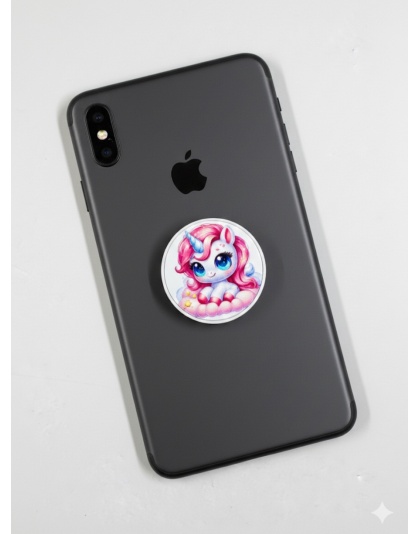 Pink Unicorn on a Cloud Support Phone Grip Holder Warrior Surviver Chronic Rare Invisible Illness