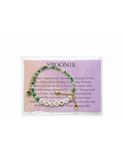 Green Spoonie Bracelet with Spoon Charm – Chronic Illness &amp; Rare and Invisible Disabilities Awareness Jewelry