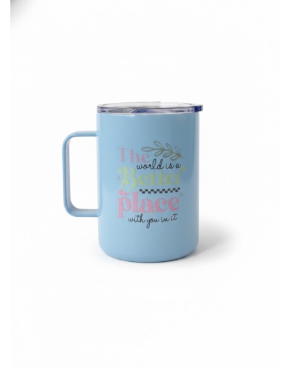 The World Is A Better Place w/You In It Blue Travel Mug Rare, Chronic &amp; Grow Positive Thoughts Unicorn Invisible Illness Awareness and Support Mental Health