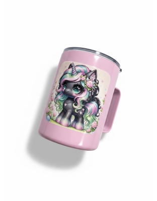 Pink Black Green Unicorn Pink Travel Mug Rare, Chronic &amp; Invisible Illness Awareness and Support