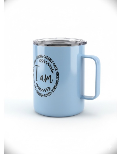I Am... Enough, Important, Beautiful...Blue Travel Mug Rare, Chronic &amp; Grow Positive Thoughts Unicorn Invisible Illness Awareness and Support