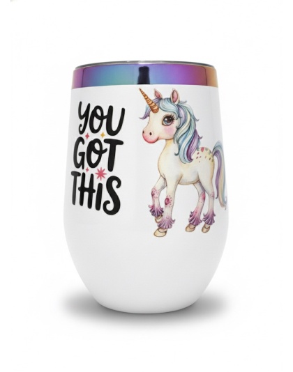You Got This Unicorn White Travel Cup w/ Iridescent Rim Hope Strength Fighter Rare, Chronic &amp; Grow Positive Thoughts Unicorn Invisible Illness Awareness and Support