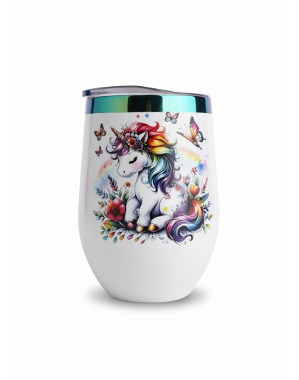Rainbow Unicorn Spread Awareness White Travel Cup w/ Iridescent Rim Hope Strength Fighter Rare, Chronic &amp; Grow Positive Thoughts Unicorn Invisible Illness Awareness and Support