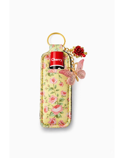 Yellow Floral Lip Balm Holder Keychain Sleeve Rare, Chronic &amp; Invisible Illness Support &amp; Awareness