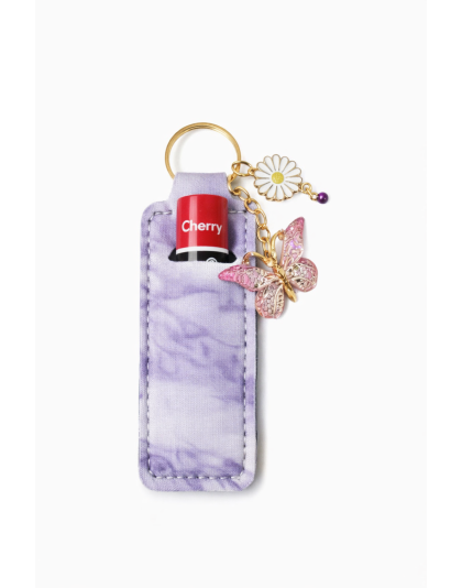 Purple Tie-Dye Lip Balm Holder Keychain Sleeve Rare, Chronic &amp; Invisible Illness Support &amp; Awareness