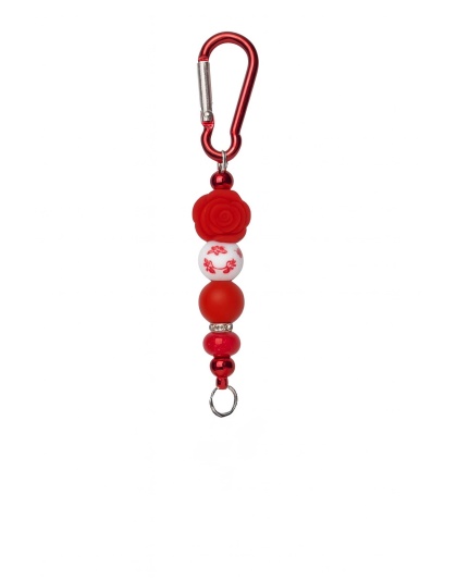 Handmade Red Rose Beaded Keychain Supporting Invisible Illness Awareness