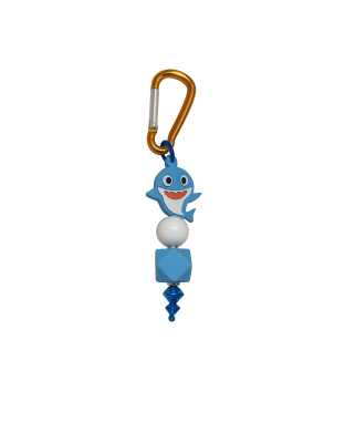 Handmade Blue Shark Beaded Keychain Supporting Invisible Illness Awareness