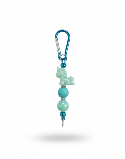 Handmade Teal Unicorn Beaded Keychain Supporting Invisible Illness Awareness