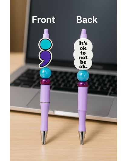 Handmade Decorative Semicolon Pen Cute, Fun &amp; Full of Heart Support &amp; Awareness