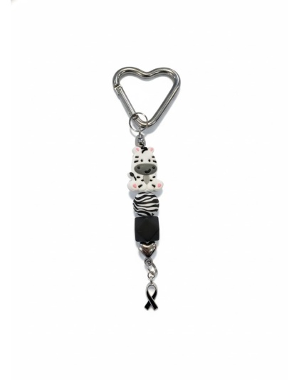 Handmade Black @ White Zebra Beaded Keychain Supporting Invisible Illness Awareness