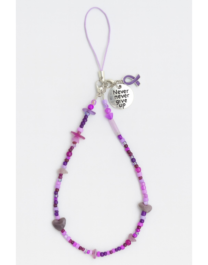 Handmade Purple Beaded Phone Strap Bag Zipper Accessory Chronic Rare Invisible Illness Support &amp; Awareness