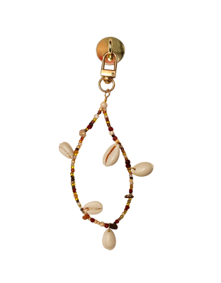 Handmade Brown Shells Beaded Phone Strap Bag Zipper Accessory Chronic Rare Invisible Illness Support &amp; Awareness