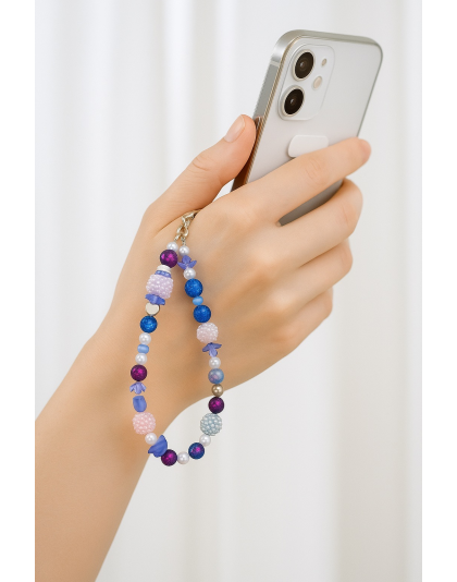Handmade Purple Beaded Phone Strap Bag Zipper Accessory Chronic Rare Invisible Illness Support &amp; Awareness