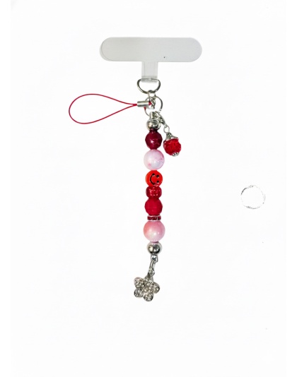 Handmade Red Pink Beaded Phone Strap Bag Zipper Accessory Chronic Rare Invisible Illness Support &amp; Awareness