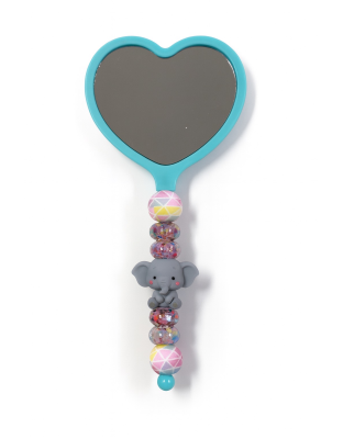 Handmade Elephant Multicolored Beaded Heart Mirror Cute Vanity &amp; Makeup Mirror Support Chronic Rare &amp; Invisible Illness Awareness