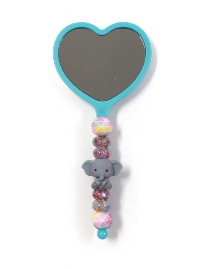 Handmade Elephant Multicolored Beaded Heart Mirror Cute Vanity &amp; Makeup Mirror Support Chronic Rare &amp; Invisible Illness Awareness
