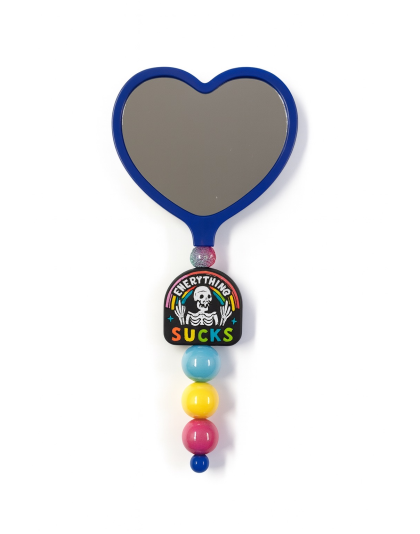 Handmade Multi Colored Skeleton Beaded Heart Mirror Cute Vanity &amp; Makeup Mirror Support Chronic Rare &amp; Invisible Illness Awareness