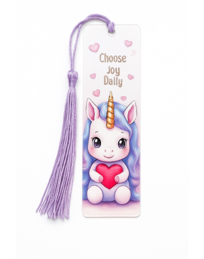 Handmade Purple Tassel Choose Joy Daily Unicorn Acrylic Just A Girl Who Loves Books Bookmark Supporting Rare Invisible &amp; Chronic Illness Awareness