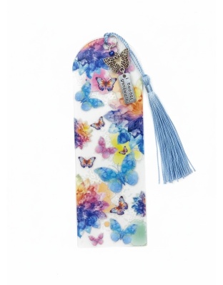 Handmade Blue Tassel Butterfly I Coose Strength Charm Acrylic Bookmark Supporting Rare Invisible &amp; Chronic Illness Awareness