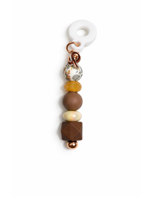 Handmade Beaded Brown Straw Accessory With Ribbon Charm Support Chronic &amp; Rare Disease Awareness
