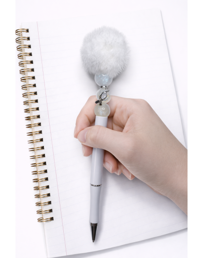Handmade White Pom-Pom Cute, Fun &amp; Full of Heart Support &amp; Awareness