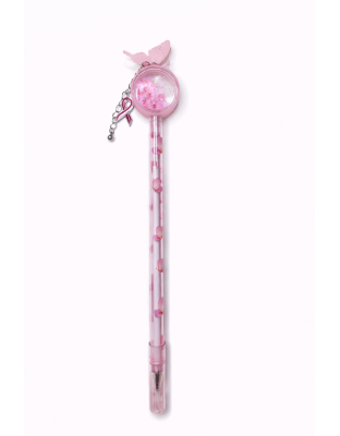Handmade Pink Ribbon Butterfly Rattle Pen Cute, Fun &amp; Full of Heart Support &amp; Awareness