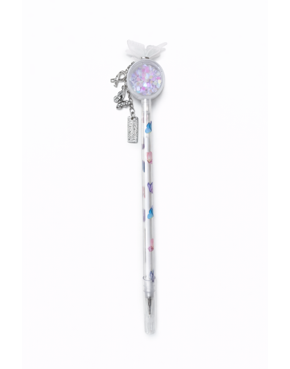 Handmade White Butterfly Rattle I Choose Strength Charm with Ribbon Pen Cute, Fun &amp; Full of Heart Support &amp; Awareness