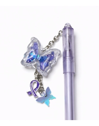Handmade Purple Ribbon Butterfly Pen Cute, Fun &amp; Full of Heart Support &amp; Awareness