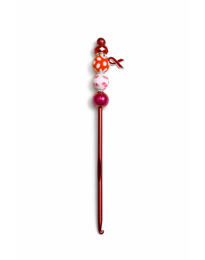 Handmade Red Polka Dot Crochet Hook For Crafter Support Chronic, Rare &amp; Invisible Illness Awareness