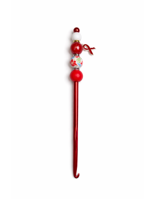 Handmade Red Tropical Flower Crochet Hook For Crafter Support Chronic, Rare &amp; Invisible Illness Awareness