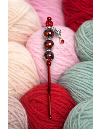 Handmade Red Butterfly Crochet Hook For Crafter Support Chronic, Rare &amp; Invisible Illness Awareness