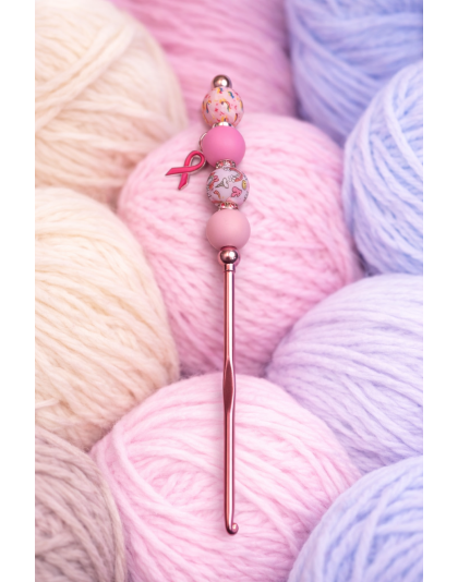 Handmade Pink Whimsical Crochet Hook For Crafter Support Chronic, Rare &amp; Invisible Illness Awareness