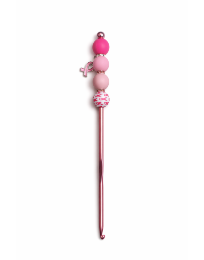Handmade Pink Ribbon Crochet Hook For Crafter Support Chronic, Rare &amp; Invisible Illness Awareness