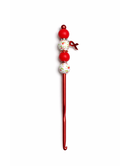 Handmade Red Flower Crochet Hook For Crafter Support Chronic, Rare &amp; Invisible Illness Awareness