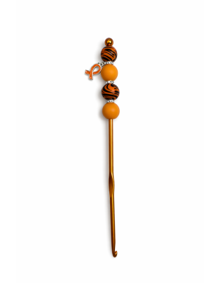 Handmade Orange Tiger Crochet Hook For Crafter Support Chronic, Rare &amp; Invisible Illness Awareness