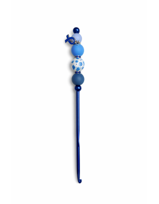 Handmade Blue Flower Crochet Hook For Crafter Support Chronic, Rare &amp; Invisible Illness Awareness